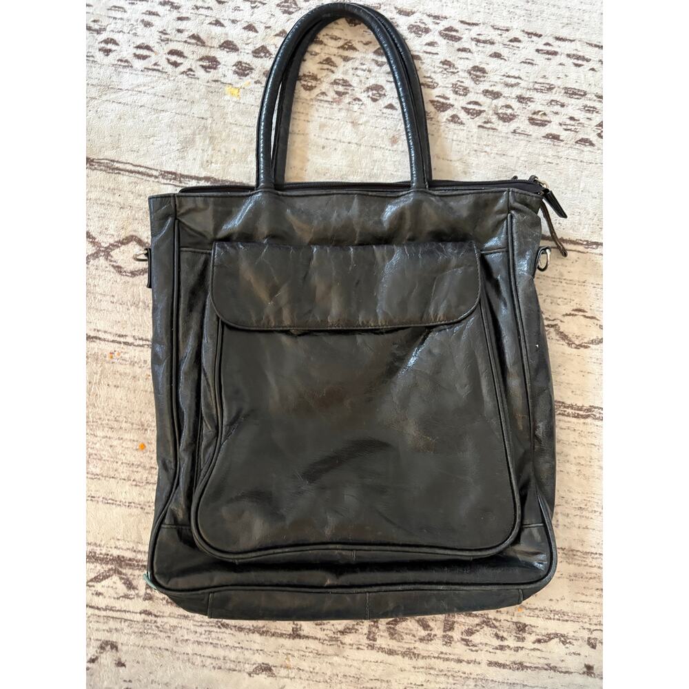 Vintage Latico USA Black Leather Tote Shoulder Bag Soft Slouchy Boho Minimalist